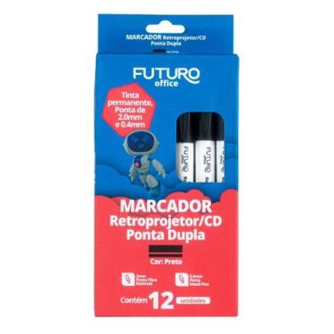Imagem de 10 Caneta Retroprojetor Marcador Permanente Ponta Dupla 0,4mm 2.0mm - 