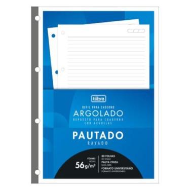 Imagem de Bloco de Folhas Refil Caderno Argolado Fichário Universitário 80 Folha