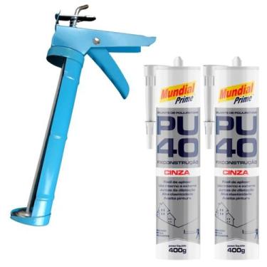 Imagem de Kit Pistola Aplicadora 9 Pol Aeroflex Azul com Selante PU40 Cinza para
