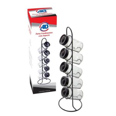 Imagem de Porta condimentos/temperos com suporte de aço vertical - 5 pcs - AD
