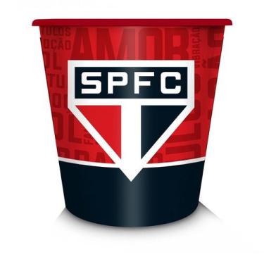 Imagem de Balde de Pipoca Brasfoot Plástico Sao Paulo 2,5 Litros Oficial Branco
