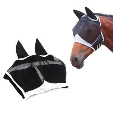 Imagem de Máscara antimoscas para cavalo meia face com proteção UV e tela respir