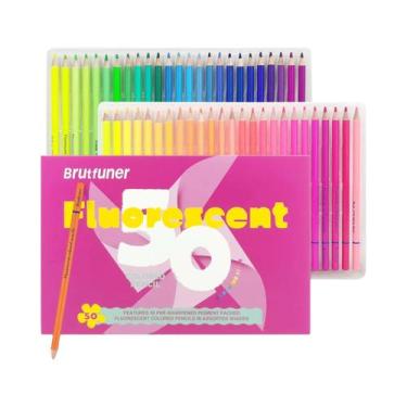 Imagem de Conjunto De Lápis Coloridos Neon 6 24 50 Peças, Materiais De Desenho F
