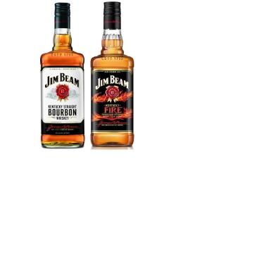 Imagem de Kit Whiskey Jim Beam Bourbon Kentucky + Jim Beam Fire 1l cd