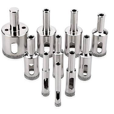 Imagem de Kit 10x Brocas Diamante Fura Vidro Marmore Piso Ceramica