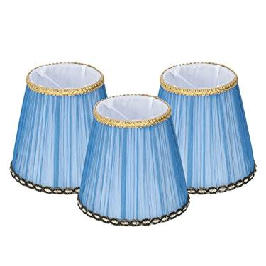Imagem de Abajur, capa de lâmpada de tecido e14 resistente ao desgaste 3 peças para ktv para clube para luz de mesa para sala de estudo para hotel para candelabro de vela para quarto para(Clip-on-dark blue)
