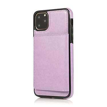 Imagem de Carteira de couro para iPhone 5 5S 6 6S 7 8 Plus 11 Pro Max 12 Mini 12 Pro Max SE 2020 X XR XS Max com capa de bolso para cartão, roxa, para iPhone 6s Plus