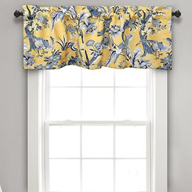 Imagem de Lush Decor Cortinas Dolores Light Filtering Valance Single, 132 cm L x 45.7 cm C Amarelo - Sanefas para Janelas - Saia Floral Vintage - Decoração Coquete