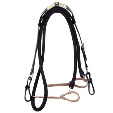 Imagem de Cabeçada Preta e Rédea Preta Para Cavalo Trançada Zamac Estrela