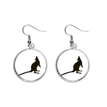 Imagem de Brinco de prata com pingente preto canguru com orelha de animal