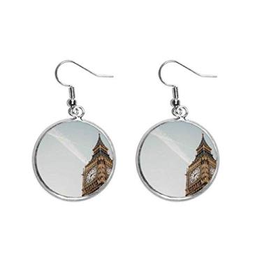 Imagem de Brinco grande Ben Clouds Blue Sky Ear pendurado prata joia feminina