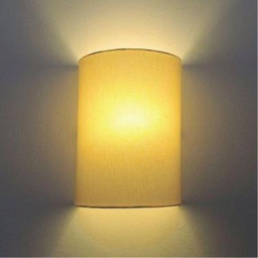 Imagem de Arandela Meia Cana Retro Tecido 25/18x10 Algodão Crú Bivolt