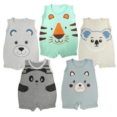 Imagem de Kit Roupa de Bebê 5 Peças Macacão Regata Banho De Sol Verão