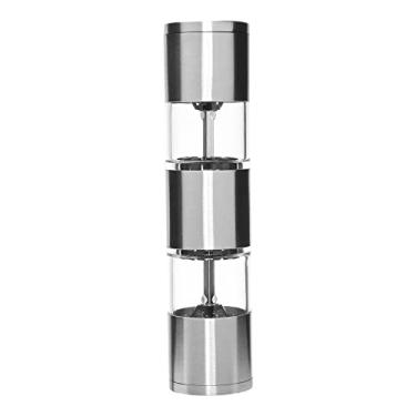 Imagem de Mimo Style Moedor Duplo Manual Sal e Pimenta 20cm, Feito Inteiramente de Aço Inoxidável. Design Moderno, Elegante e Prático Que Combina Com Todos os Estilos de Decoração. Perfeito Para o Dia a Dia