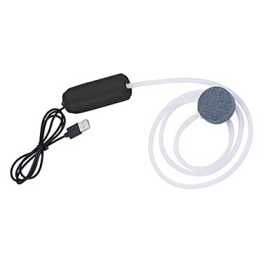 Imagem de Baoblaze Bomba de ar de oxigênio para aquário pequena USB Mudo para pesca ao ar livre tanque de peixes 5V portátil oxigenador suprimentos de compressor de ar com fivela para pendurar - Grande volume preto