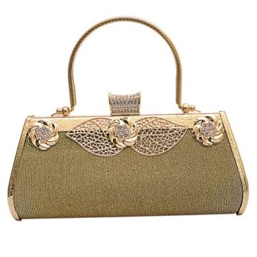 Imagem de Bolsa de mão feminina de casamento bolsa de noite bolsa de mão bolsa de ombro corrente, Dourado, M