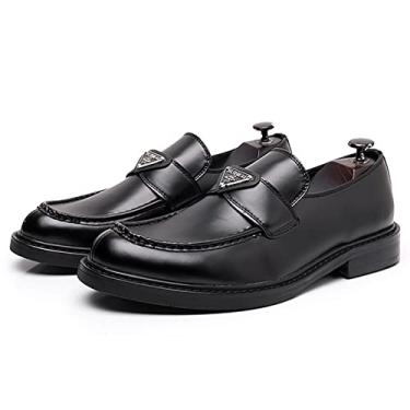 Imagem de Mocassim de couro masculino casual liso leve casual mocassim feito à mão sem cadarço para dirigir sapatos de negócios forrado de couro mocassins sapatos
