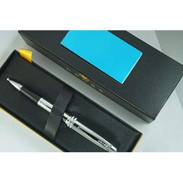 Imagem de Cross Executive Companion Bailey, cromo polido com assinatura cruzada corte diamante anel central multi-ranhurado médio caneta esferográfica em caixa de presente especialmente feita com placa de nome para gravação