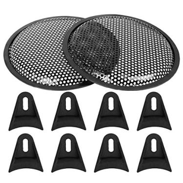 Imagem de X AUTOHAUX Universal 20 cm Alto-falante de Carro Subwoofer Metal Waffle Grill Capa Protetora com Borda de Borracha e Clipes 2 peças