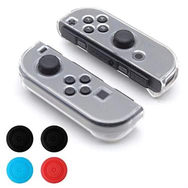 Imagem de Capa rígida protetora de cristal transparente removível antiarranhões com revestimento de pele com adesivo para controle Nintendo Switch NS NX Joy-con