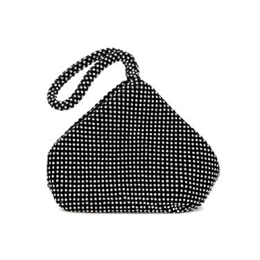 Imagem de JAMBHALA Bolsa de mão pequena com strass para casamento feminino bolsa de noite com strass bolsa de mão (Preto)