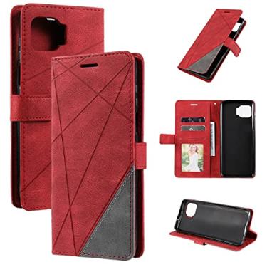 Imagem de Capa carteira para smartphone para Motorola Moto G Plus 5G, capa flip de couro PU com porta-cartões [capa interna de TPU à prova de choque] capa de telefone, capas protetoras flip (cor: vermelho)