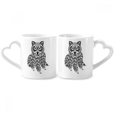 Imagem de Conjunto de canecas de porcelana para casais de bebê quieto com pintura humana guaxinim coração alça