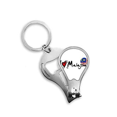 Imagem de I Love Malaysia Palavra Bandeira Amor Coração Ilustração Cortador de Unhas Abridor Chaveiro Tesoura