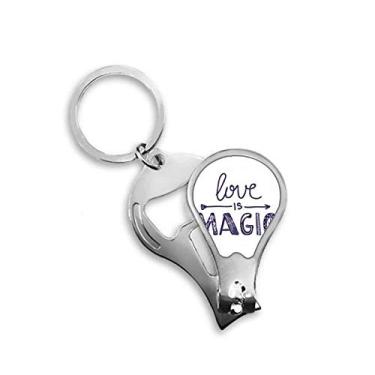 Imagem de Love is Magic Cute Quote Style Cortador de unhas abridor chaveiro tesoura