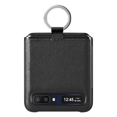 Imagem de Capa de couro de lichia com design dobrável para Samsung Galaxy Z Flip 3 Flip4 Flip 4 Flip3 5G Coque protetor à prova de choque, preto, para Samsung Z Flip 3