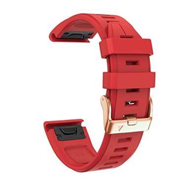 Imagem de HOUCY Pulseira de relógio de liberação rápida de silicone de 20 mm para Garmin Fenix 7S 6S Pro Watch Easyfit pulseira para relógio Fenix 5S 5S Plus (Cor: Vermelho, Tamanho: Fenix 6S 6S Pro)