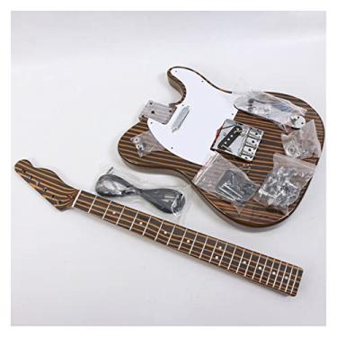 Imagem de Inacabado Guitarra Elétrica Kit Kit DIY De Guitarra Elétrica De Madeira Zebra Com Braço E Corpo 22 Trastes Kit De Guitarra