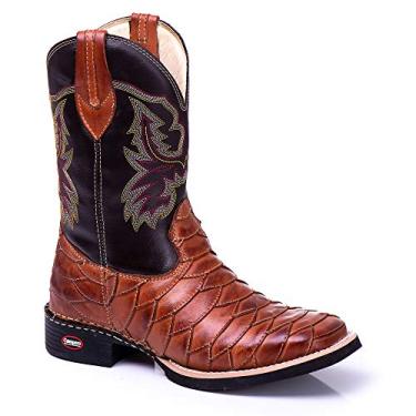 Imagem de Bota Masculina Country Cano Longo escamada Legitimo Couro Bovino 224 (41, 224-pinhão)