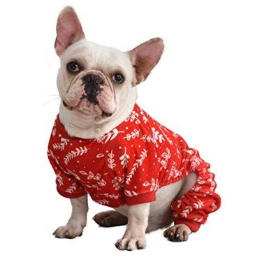 Imagem de CuteBone Pijama de Natal macio e elástico para cães – macacão respirável para cães pequenos – Roupa confortável para todas as estações – Design pulôver fácil de colocar – Mantém os animais de