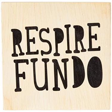 Imagem de Arte Maníacos Bloco em madeira Respire Fundo - 15x15cm