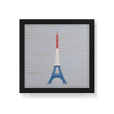 Imagem de Arte Maníacos Quadro Decorativo em Madeira Torre Eiffel Colorida - 30x30cm (Moldura caixa em laca preta)