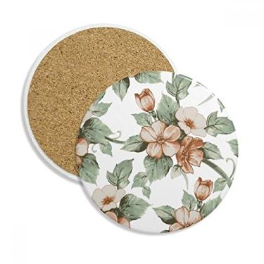 Imagem de Caneca de porta-copos decorativa com flores de ratã elegante para proteção de mesa, pedra absorvente