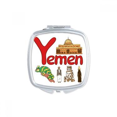Imagem de Iêmen Nacional Padrão de Marco Quadrado Espelho Portátil Compacto Bolso Maquiagem Dupla Face Vidro