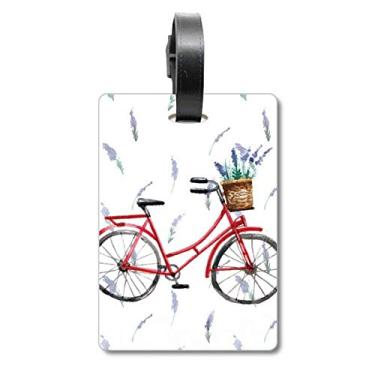 Imagem de Aquarela bicicleta lavanda flor mala etiqueta cartão de bagagem pendurado Scutcheon etiqueta
