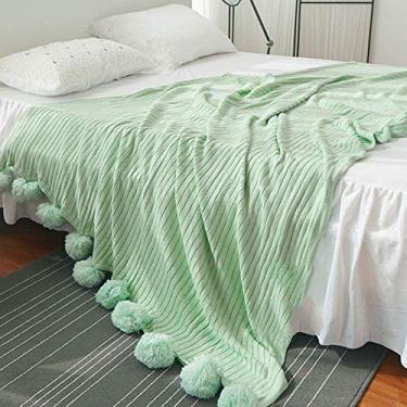 Imagem de Cobertor de manta de malha, ultracardente macio leve respirável e aconchegante manta multicolor para assistir TV ou cochilo na cadeira, sofá e cama azul 150x200cm