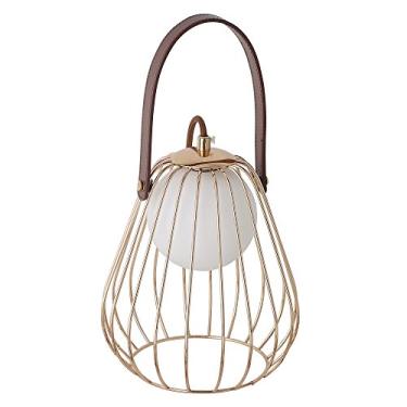 Imagem de Abajur Bella Iluminação Lamp French Ouro/ Branco/ Marrom Metal, Vidro e Couro Sintetico