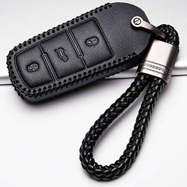 Imagem de SELIYA Capa de chave de carro com controle remoto de couro, adequada para Volkswagen VW Passat CC B6 B7 B7L CC R36 Maogotan B5 Passat 3C Carro, 009, BS, B