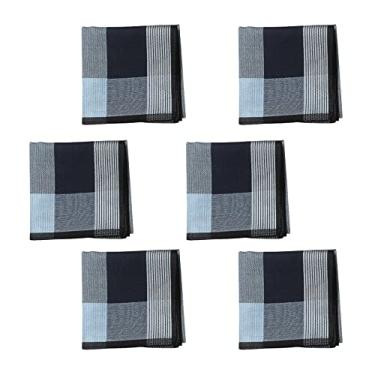 Imagem de rockible 6 peças de lenços de pano masculinos lenços bandanas cores sortidas presentes de bolso quadrados lenços para cavalheiros casuais pai avôs homens, Preto