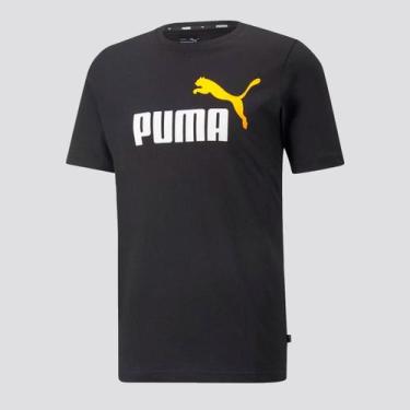 Imagem de Camiseta Puma Ess+ 2 Col Logo Juvenil Preta E Laranja