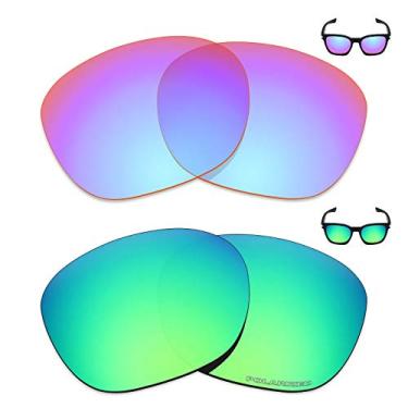 Imagem de Mryok+ 2 pares de lentes polarizadas de substituição para óculos de sol Oakley Garage Rock – Rosa cobalto/verde esmeralda