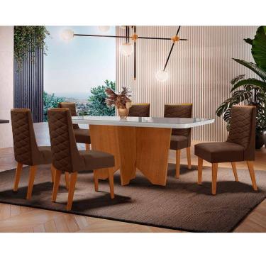 Imagem de Conjunto de Mesa para Sala de Jantar TP180 Nevada 6 Cadeiras Rufato