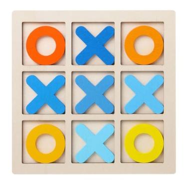 Imagem de MERIGLARE Tic tac toe jogo de tabuleiro xo brinquedo de mesa xoxo tabuleiro de xadrez cérebro teaser para famílias indoor ao ar livre adultos presentes festa, amarelo