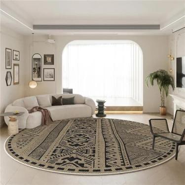 Imagem de Estilo retro sala de estar tapete luz redonda tapetes domésticos lavável limpeable quarto grande área, f, 300x300cm