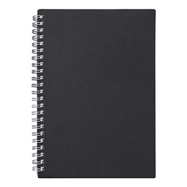 Imagem de Caderno espiral pautado Kraft com capa macia, bloco de esboços em branco, blocos de notas com fio, 140 páginas/70 folhas, 20 x 15 cm, 1 pacote (preto)