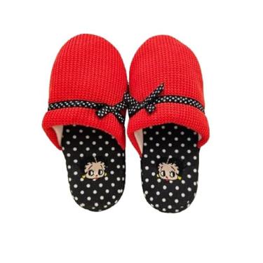 Imagem de Betty Boop Pantufas femininas ultramacias de pelúcia com estampa de pinup, aconchegantes e antiderrapantes – Ótimo para presentes, Bolinhas, Medium